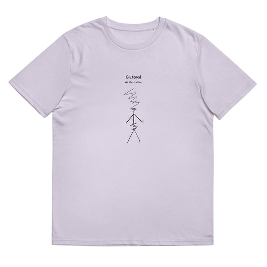 "Glutened Illustration" - Unisex 100% Organic Cotton T-shirt | Comfy Loose Fit | For Men and Women | Front lavender 